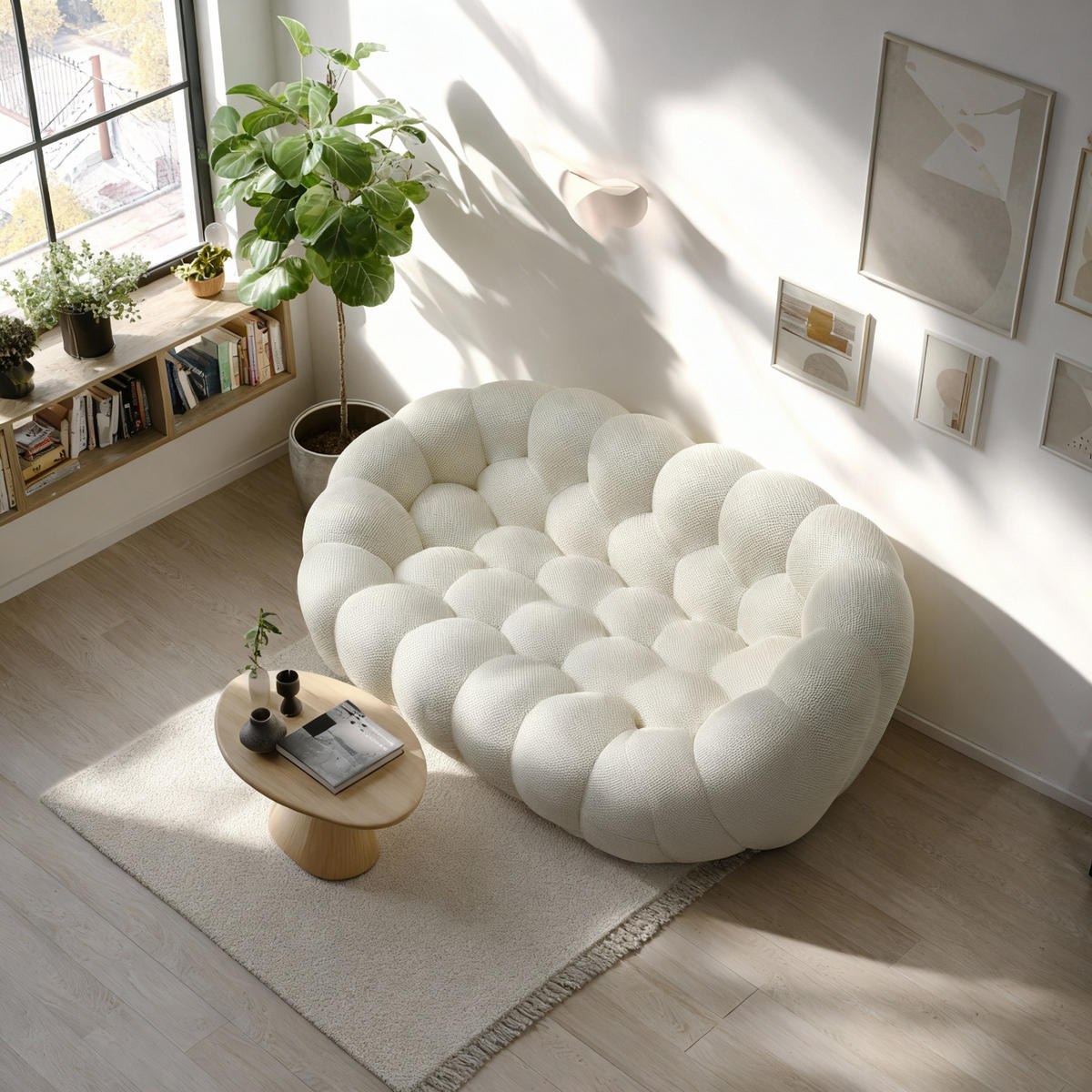 WOHNZIMMERSOFA Cocoon Doppel 2-Sitzer - Weiß - Weiß, Textil (190/77/113cm) - COCO Living