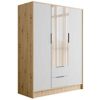 KLEIDERSCHRANK mit Spiegel und Flügeltüren KOLIN 150x200cm Artisan/Weiß - Eiche Artisan/Weiß, Holzwerkstoff (150/200/51cm) - ALTDECOR
