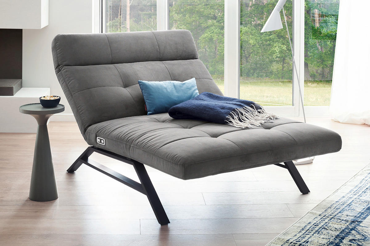 LIEGE AMERIVA Grau Velvet - Schwarz/Grau, Textil (120/110/158cm) - KAWOLA
