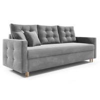 SCHLAFSOFA PETI, Sofa mit Schlaffunktion und Bettkasten, Farbe: Hellgrau, Veloursstoff - Hellgrau, Textil (217/97/87cm) - Sepro Meble