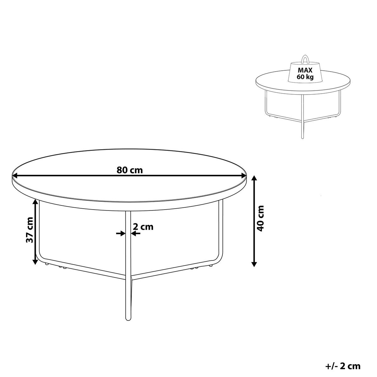 KAFFEETISCH heller Holzfarbton/schwarz 80 cm MELODY Melody - Hellbraun/Schwarz, Holzwerkstoff (80/80/40cm) - Beliani