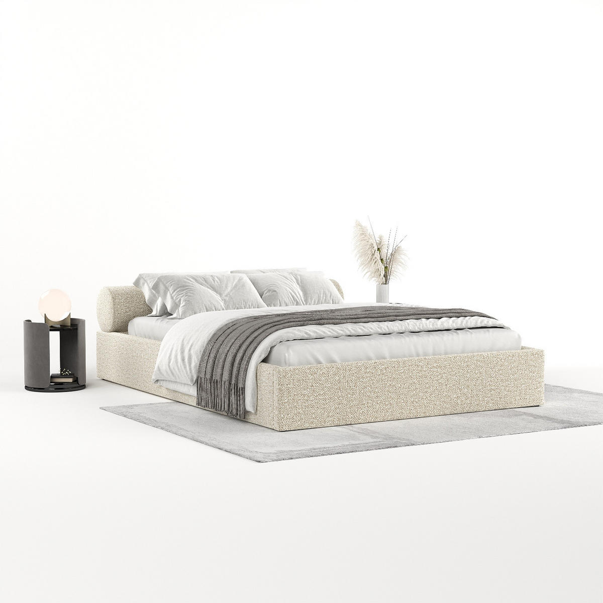POLSTERBETT Solvo mit Stauraum 180/200 cm Hellbeige im Blur Stoff - Beige/Schwarz, Holz/Holzwerkstoff (180/200cm) - AltaBeds