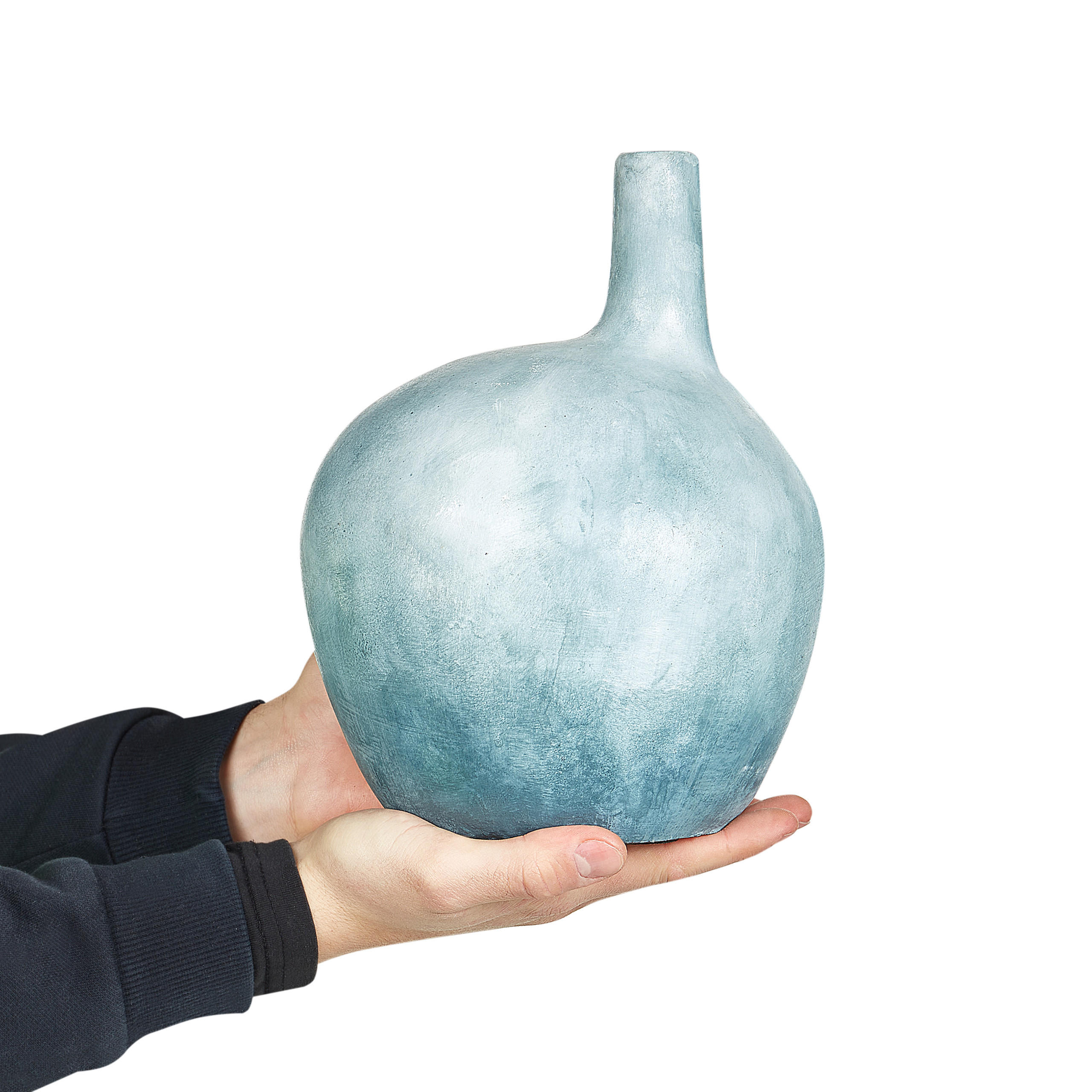 DEKOVASE Terrakotta blau Bentong - Blau, Stein (26cm) - Beliani