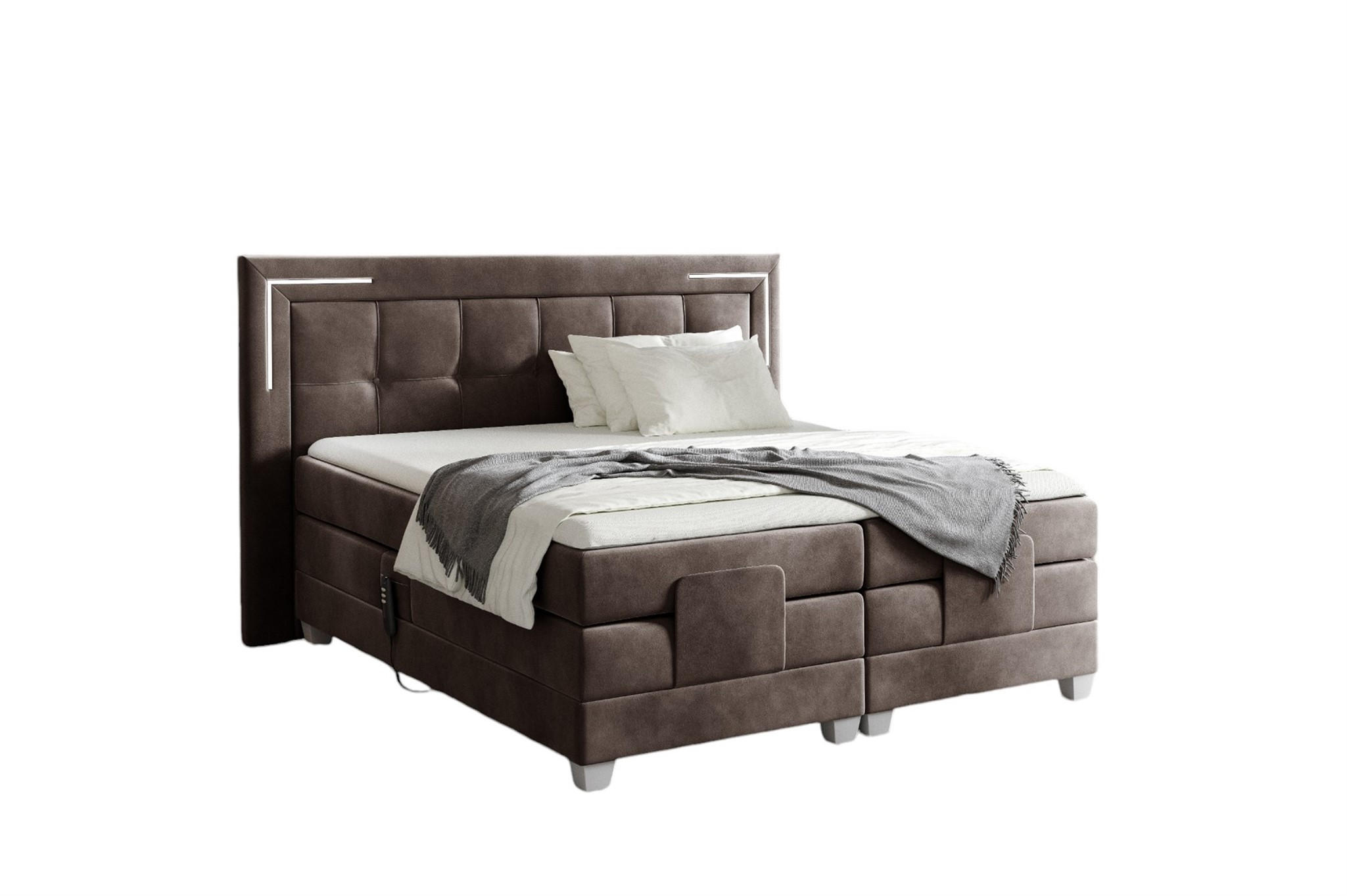 BOXSPRINGBETT Bett Elektrisch Dores - Mokka, Holzwerkstoff/Textil (120/200cm) - Fun Möbel