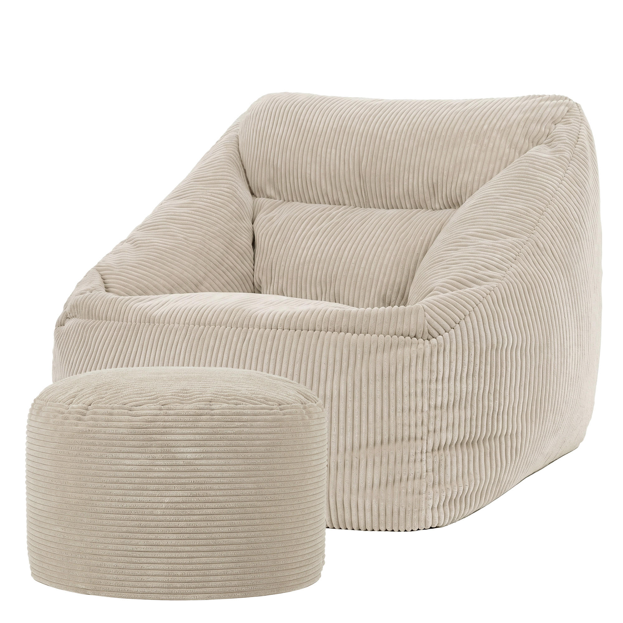 SITZSACK Sessel Natalia mit Sitzpouf - Beige, Textil (100/80/88cm) - icon