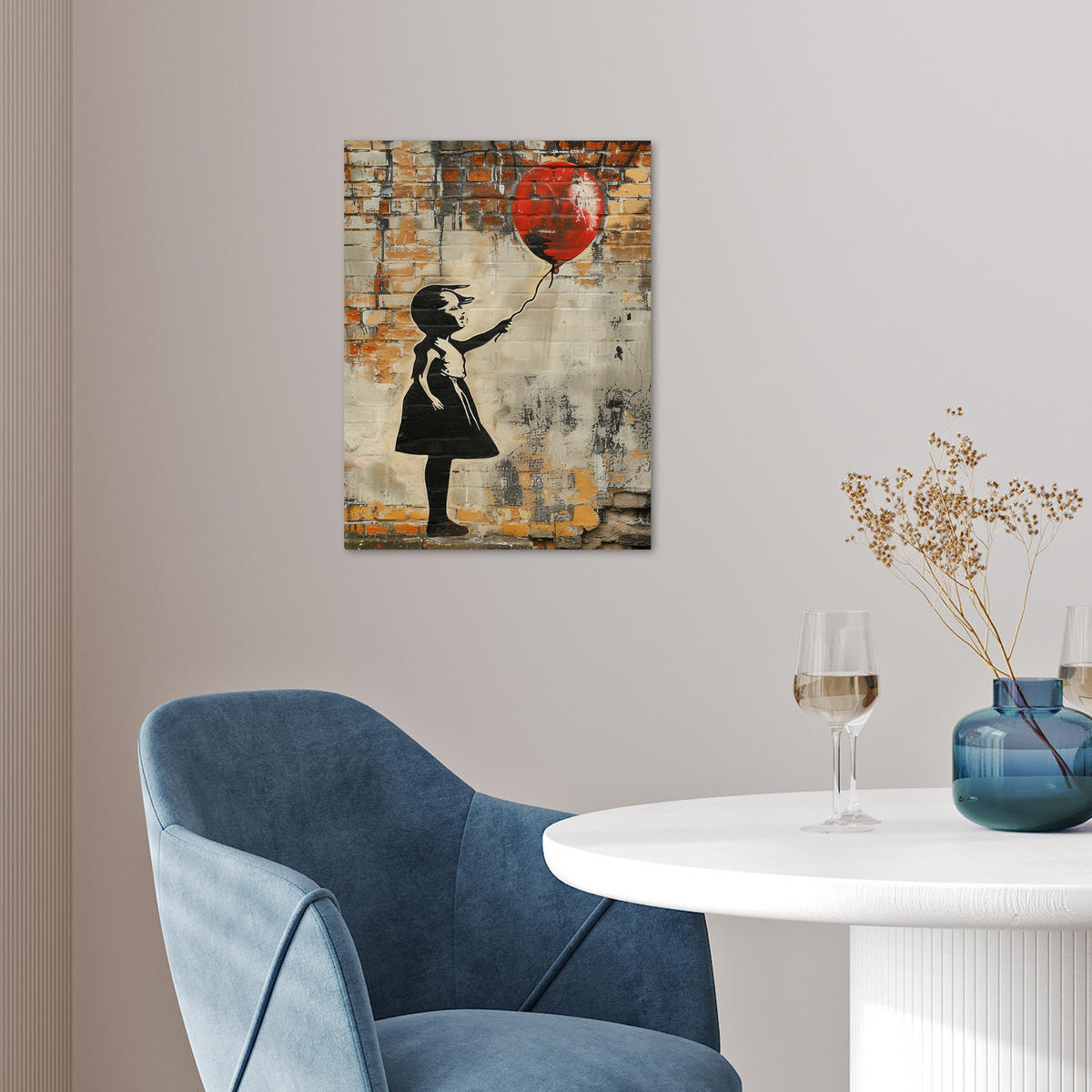 POSTER Graffiti - Banksy - Mädchen - Straßenkunst 30x40 cm - Sandfarben, Papier (30/40/0.1cm) - MuchoWow