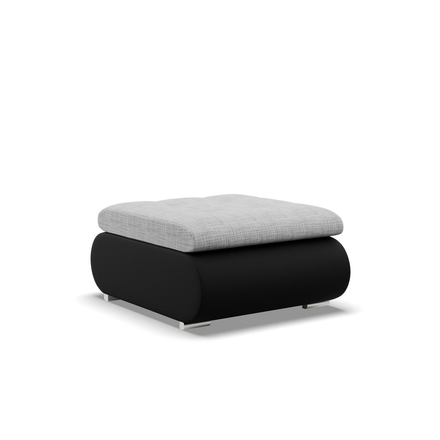 SITZPOUF FÜR DAS WOHNZIMMER FORESTA, Grau + Schwarz - Schwarz/Grau, Textil (88/42/70cm)