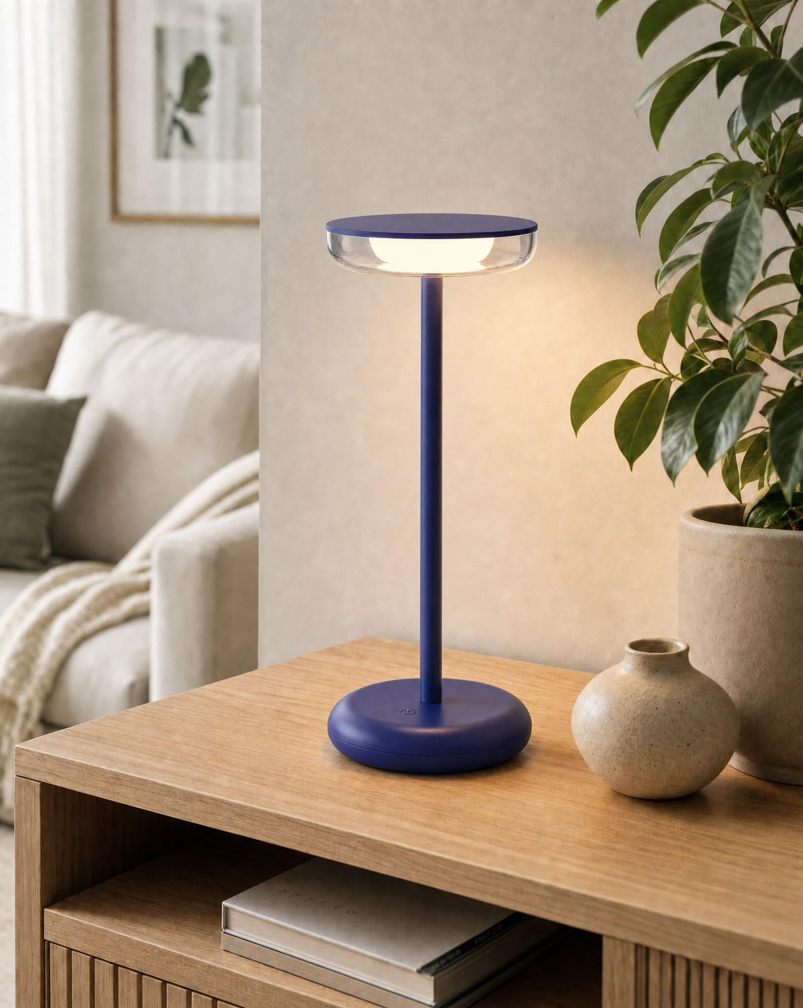 LED-TISCHLAMPE Blau Dimmbar Akku 1800mAh 180lm warmweiß Touch USB-C Nachttischleuchte Höhe 27,4 cm - Blau, Kunststoff (11/11/27.4cm) - Northpoint