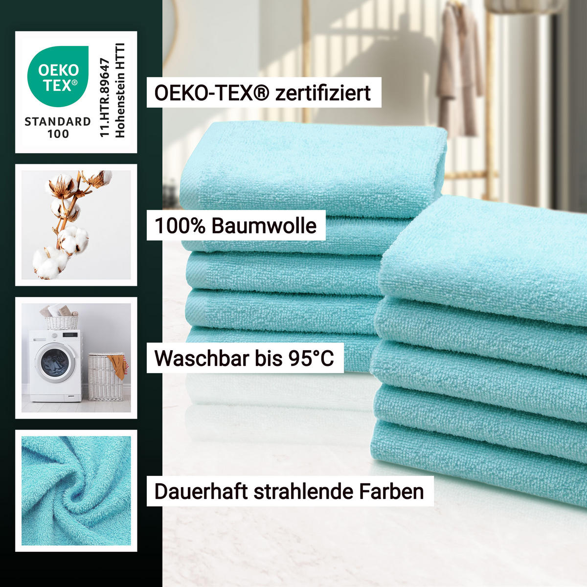 SEIFTÜCHER, 10er-Set, 30x30 cm, 100% Baumwolle, Blau - Blau, Textil (30/30cm) - Zollner