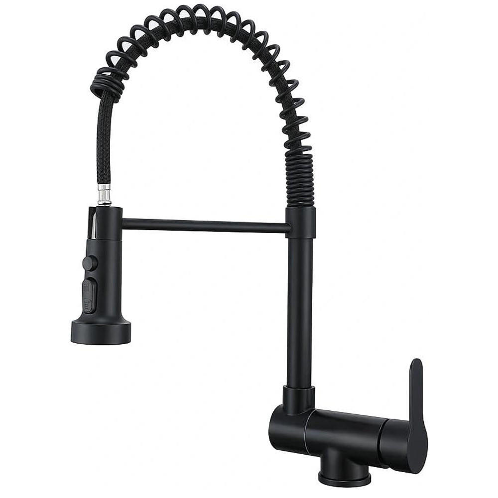 KÜCHENARMATUR, 360° schwenkbar, aus Edelstahl, matt schwarz - Schwarz, Metall (15/44/21cm) - TVTIUO