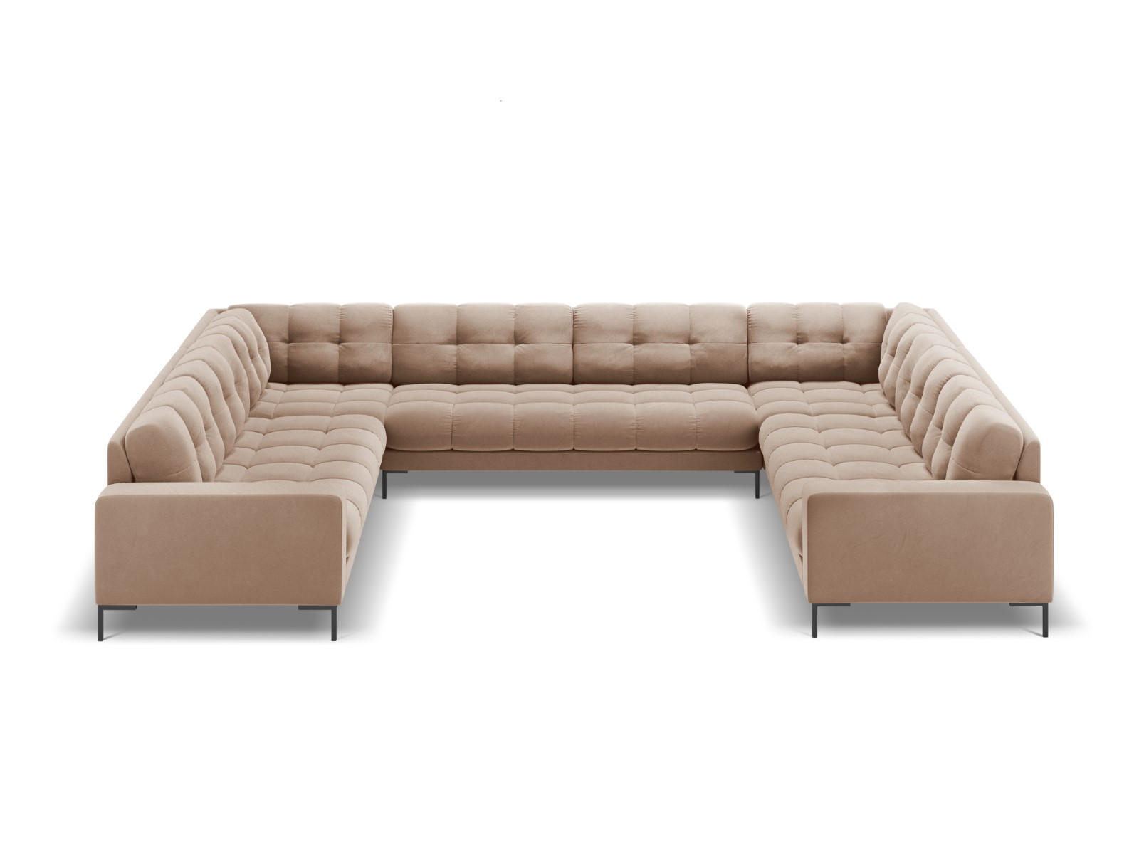 PANORAMASOFA Mamaia aus Samt beige 9 Sitzplätze - Beige, Textil (256/75/337cm) - Micadoni