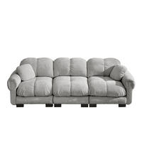 SOFA 3-Sitzer modular Chenille Light Grey mit Dekokissen - Hellgrau, Textil (260/90/86cm) - IVMEU