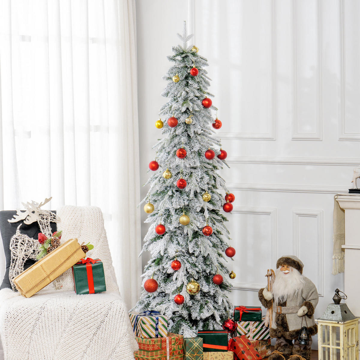 WEIHNACHTSBAUM DE-41592 180 cm, 600 Zweige, Kunstschnee Grün - Grün, Kunststoff (180cm) - ComfortXL