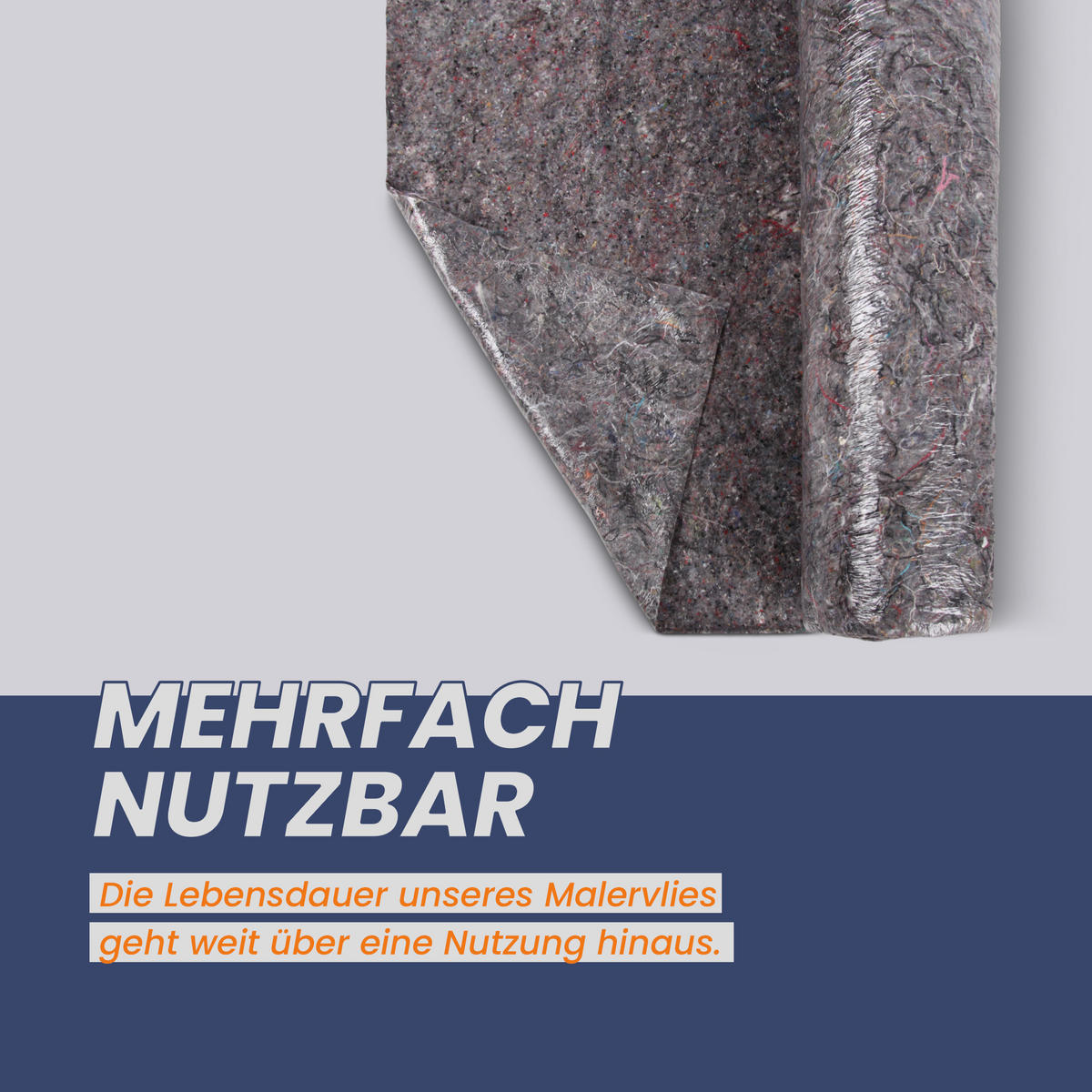 MALERVLIES 1 x 50m rutschhemmend und reißfest - Grau, Textil - Bestlivings