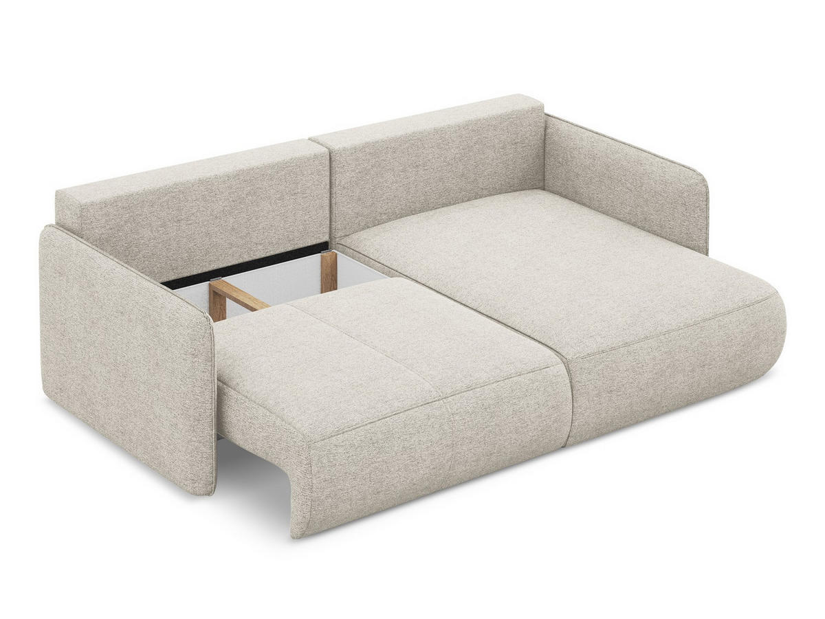 ECKSOFA mit Schlaffunktion Chenille Stoff Grau - Silberfarben/Schwarz, Kunststoff/Textil (207/148cm) - Makamii