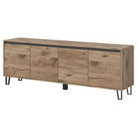 TV-LOWBOARD Eiche Viking 184 cm, Fernsehschrank in Komforthöhe mit Soft-Close - Eichefarben/Schwarz, Holz/Holzwerkstoff (184/64/40cm) - Inn.Furn