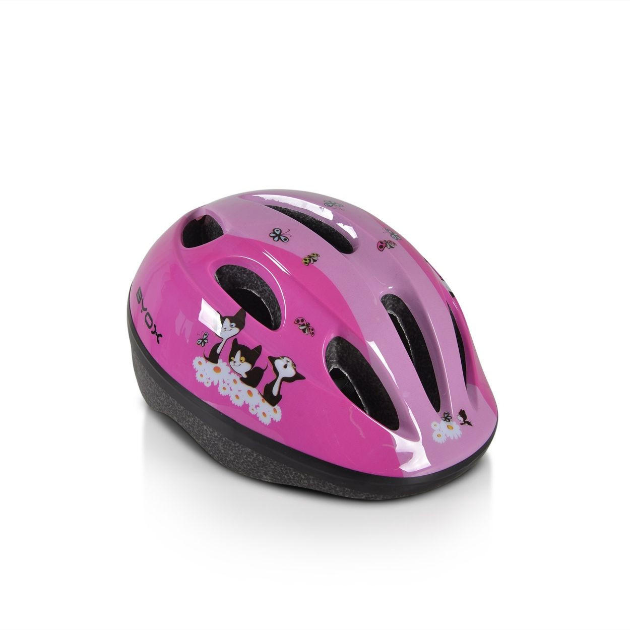 KINDERHELM Y03 pink Größe S 48-54 cm, LED-Beleuchtung, 8 Löcher, EPS und PVC-Schale - Rosa, Kunststoff (20/27cm)