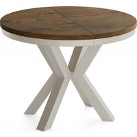 ESSTISCH Clara Grau-Beige runder ausziehbarer, Lefkas Eiche 100-180/100/76 cm - Alteiche/Braun, Holzwerkstoff/Metall (100/176/76cm) - WFL GROUP