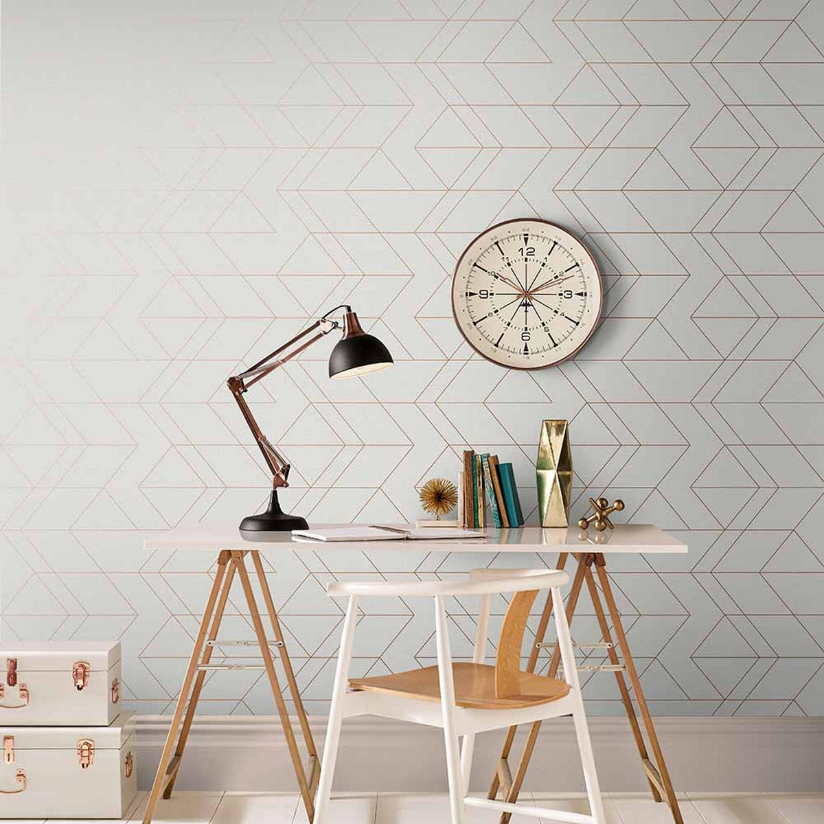 VLIESTAPETE - Balance Weiß Rose Gold - Roségold/Weiß, Papier/Kunststoff (53/1000cm) - Graham & Brown