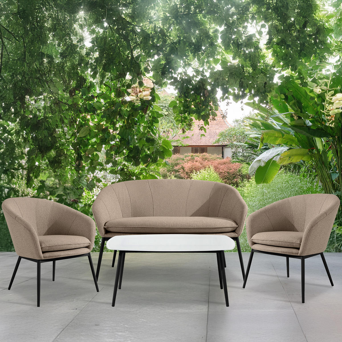 GARTENTISCH SOLIS - Weiß, Textil/Metall (45/90/43cm) - KONSIMO®