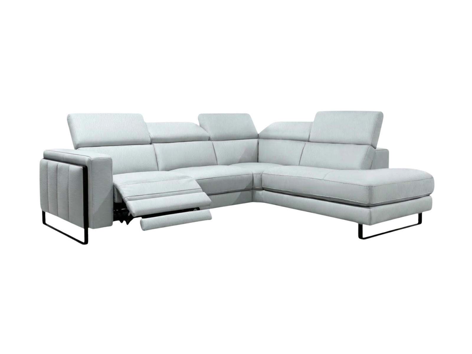 ECKSOFA Marchesi Echtleder mit 1 x Relaxfunktion Weiß - Weiß, Leder/Metall (257/80/220cm)