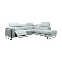 ECKSOFA Marchesi Echtleder mit 1 x Relaxfunktion Weiß - Weiß, Leder/Metall (257/80/220cm)