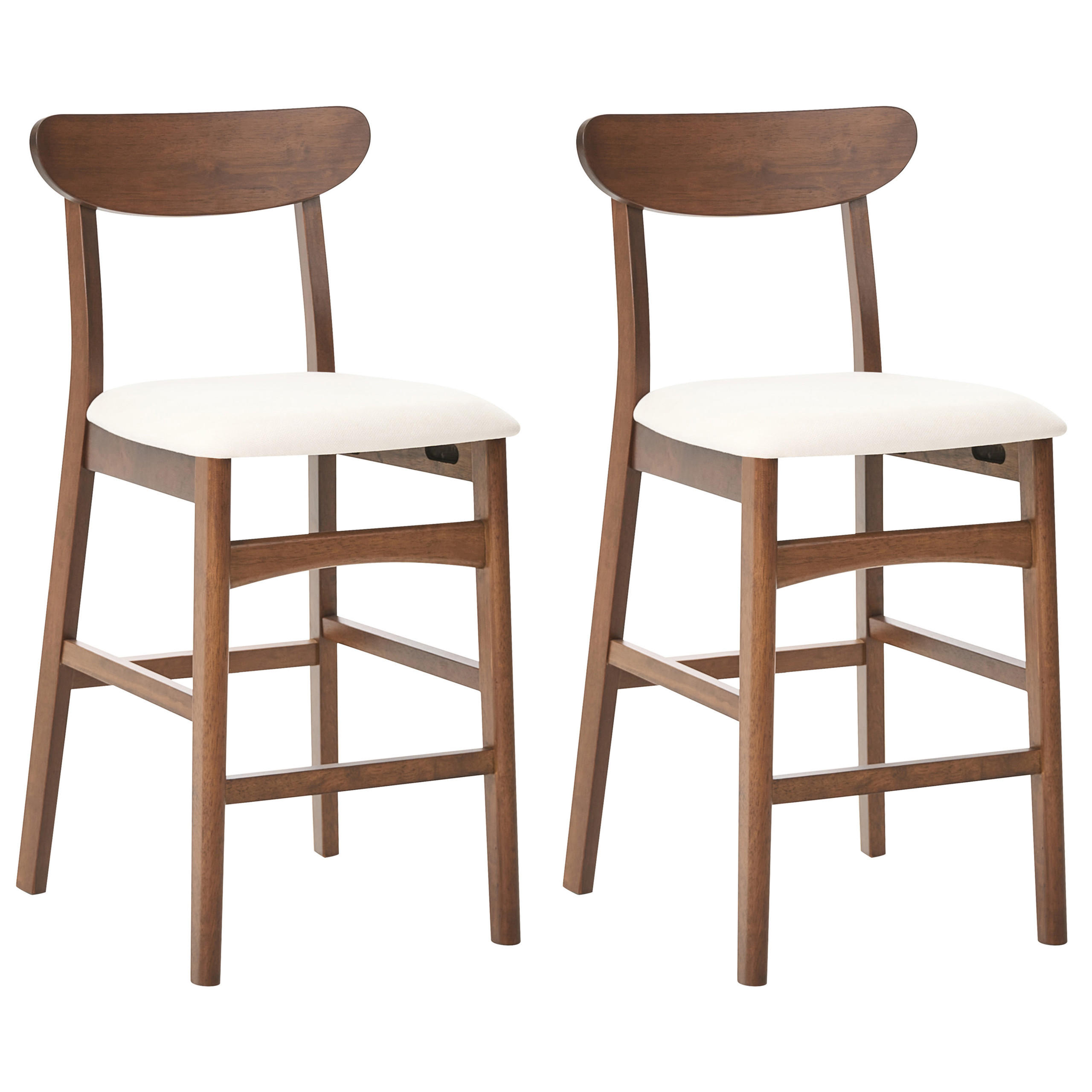 BARSTUHL 2er-Set Holz Braun/Hellbeige Doyle - Beige, Holz (44/93/52cm) - Beliani