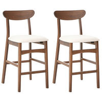 BARSTUHL 2er-Set Holz Braun/Hellbeige Doyle - Beige, Holz (44/93/52cm) - Beliani