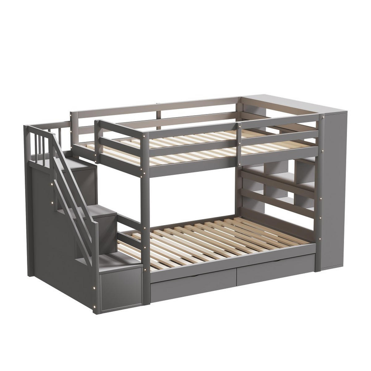 ETAGENBETT 90 x 200cm mit Lattenrost in Grau - Grau, Holz (90/200cm) - KOMHTOM