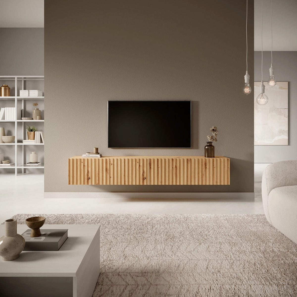 TV stolík Telire dub 175/30/32 cm - dub artisan, kompozitné drevo (175/30/31.6cm) - Selsey