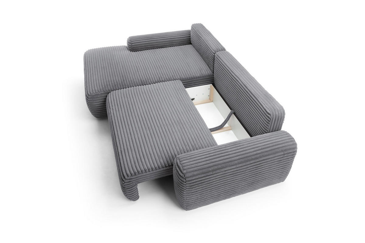 ECKSOFA Cordina Anthrazit, mit Schlaffunktion und Bettzeugbehälter, linke seite - Anthrazit, Holzwerkstoff (264/162cm) - Bettso