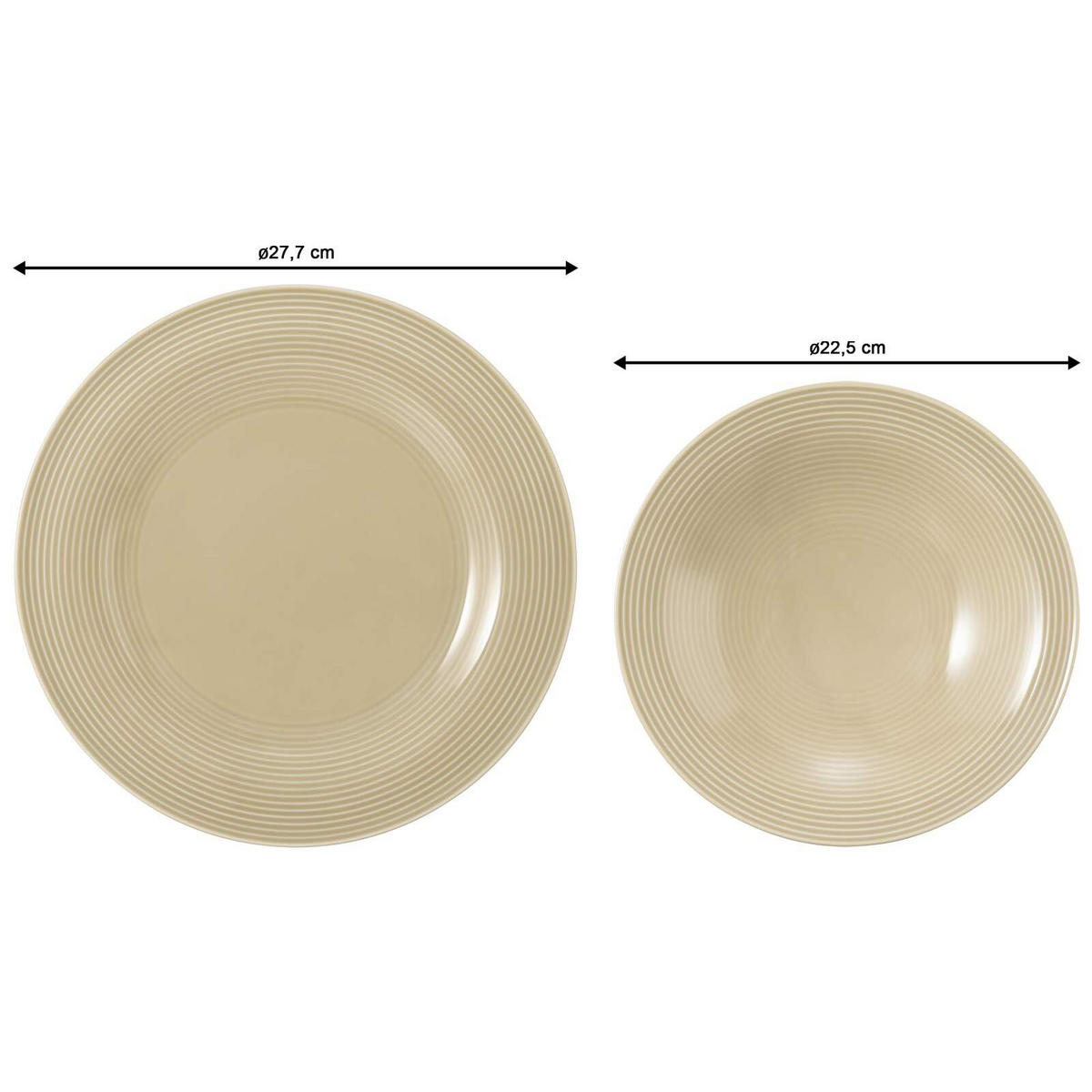 TAFELSERVICE Beat Color Glaze Sandbeige 12er Set - Beige, Keramik (32.3/23.5/32.3cm) - Seltmann Weiden