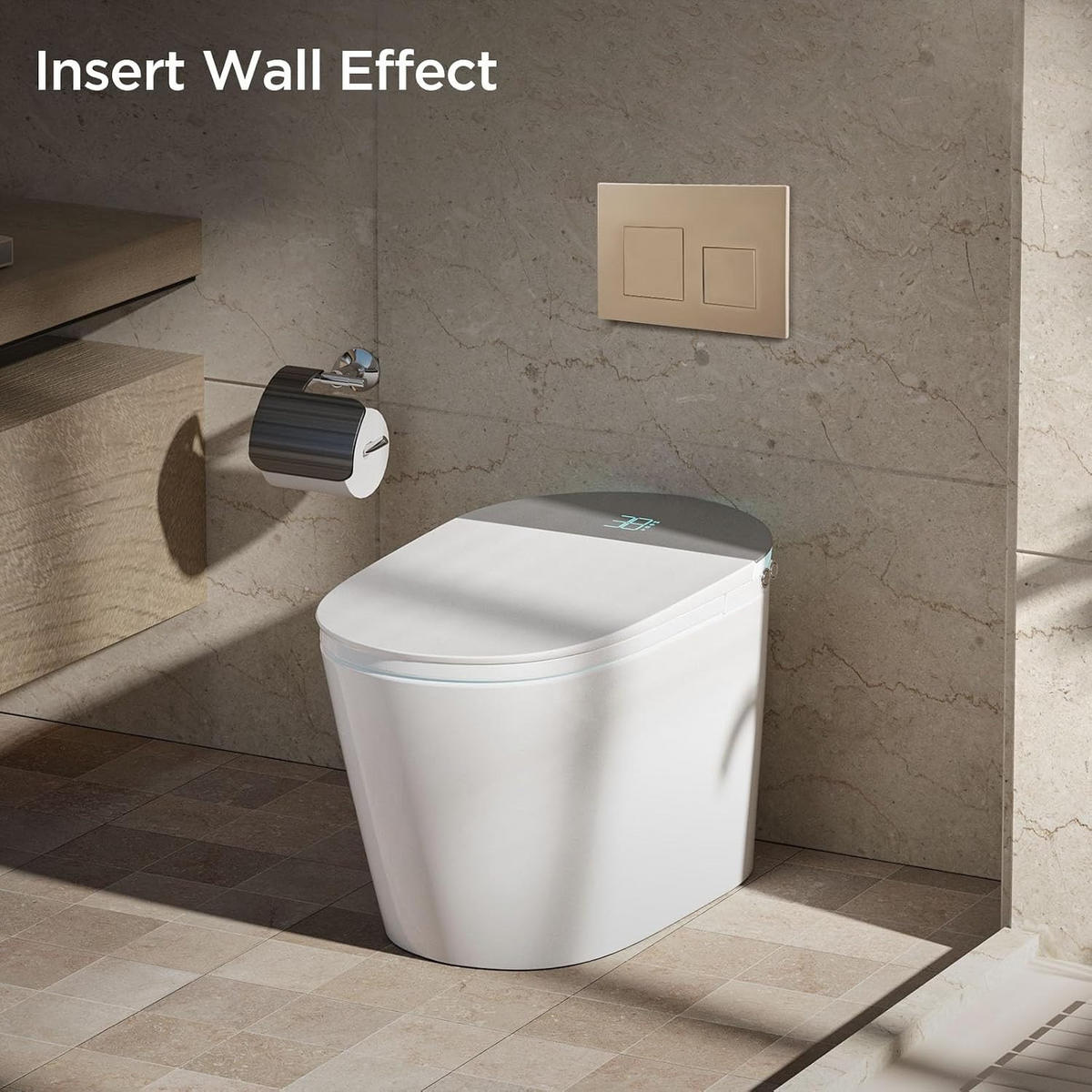 WC-SPÜLTASTE – Kompatibel mit Geberit Sigma 01, 20, 30 und UP300/320 Spülkästen – Khaki - Champagner, Metall (30.8/5.5/15.5cm)
