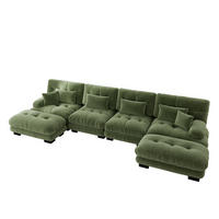 WOHNLANDSCHAFT DE-34065 U-förmig Grün - Grün, Holz (145/81/406cm) - ComfortXL