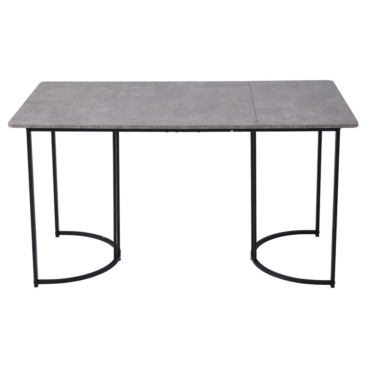ESSTISCH 140x80x75 cm in Grau und Schwarz aus MDF mit Marmoroptik auf geometrischem Metallgestell - Grau, Holzwerkstoff (140/80/75cm) - Modfu
