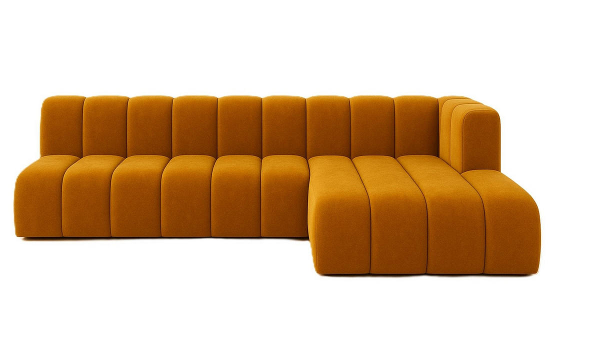ECKSOFA GRAND L 295 cm, Stoff Salvador, Gelb, Rechts - Gelb, Holz (295/179cm) - Kaiser Möbel