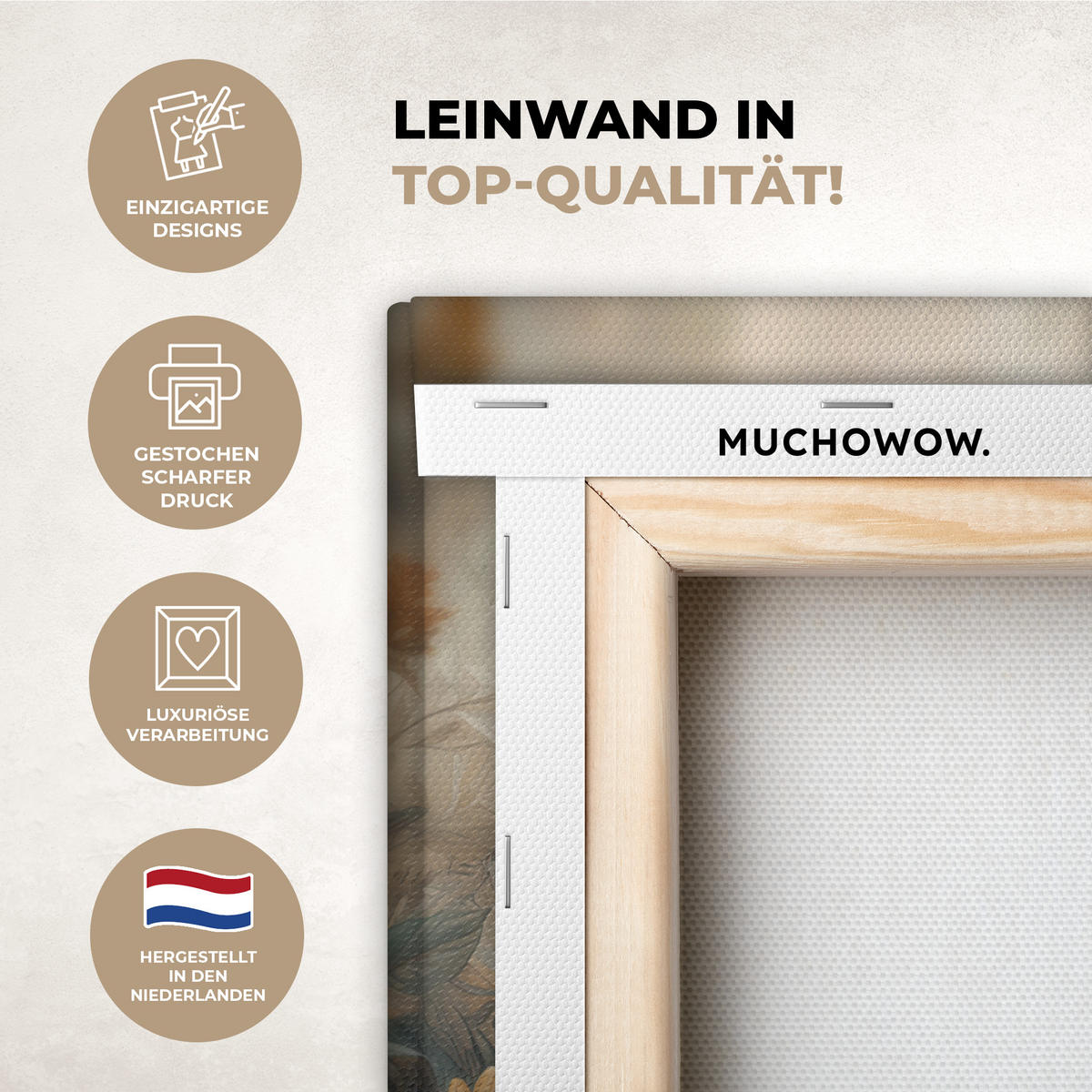 LEINWANDBILD Löwe - Wildtiere - Pflanzen - Natur - Blumen Room Decor 30x40 cm - Beige, Textil (30/40cm) - MuchoWow