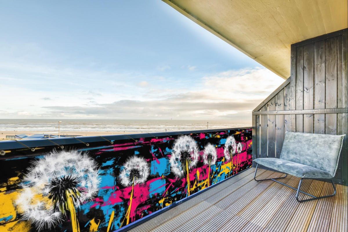 BALKON-SICHTSCHUTZ Straßenkunst - Bunt - Wand - Schwarz, Kunststoff (500/85cm) - MuchoWow