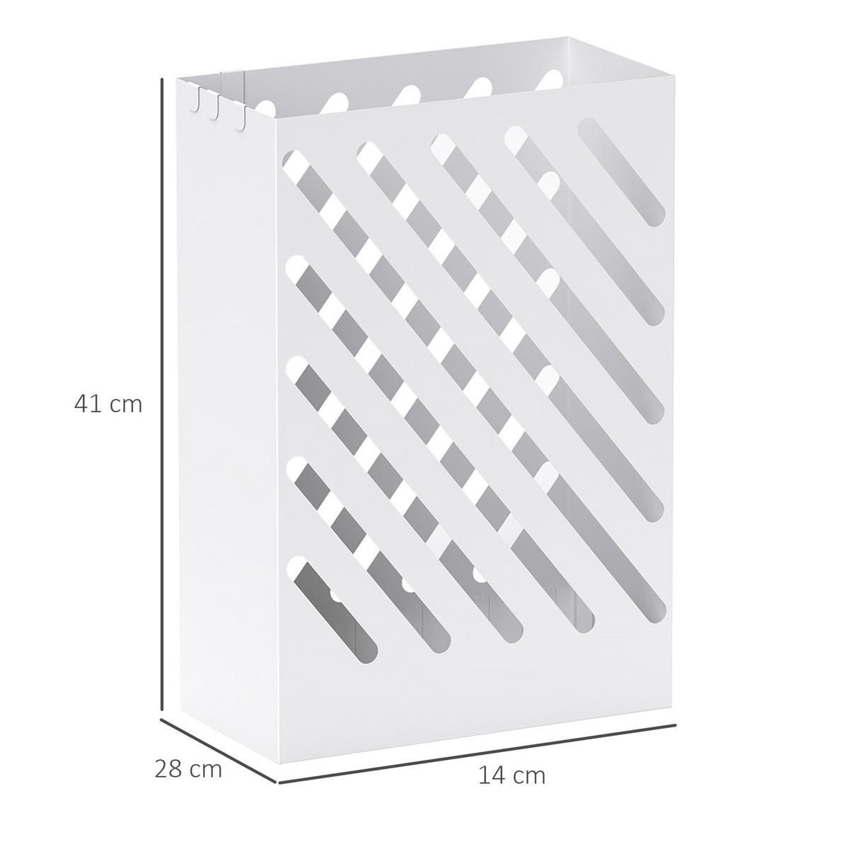 SCHIRMSTÄNDER mit 4 Haken Stahl 28 x 14 x 41 cm Weiß - Weiß, Metall (28/41/14cm) - HOMCOM