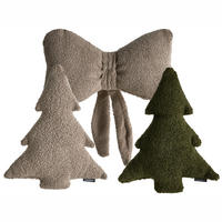 DEKOKISSEN 3er-Set Dunkelgrün 30/35 cm Winterland - Beige/Grün, Textil (30/35cm) - Beliani