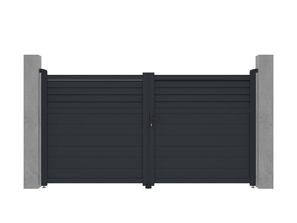 FLÜGELTOR - 300cm x 4.6cm - Aluminium - anthrazitgrau - VIAZO - Anthrazit, Metall (300/161cm) - Vente-Unique