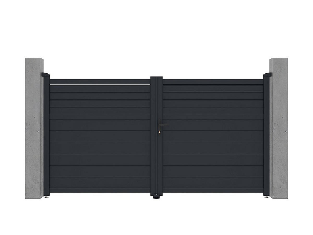 FLÜGELTOR - 300cm x 4.6cm - Aluminium - anthrazitgrau - VIAZO - Anthrazit, Metall (300/161cm) - Vente-Unique