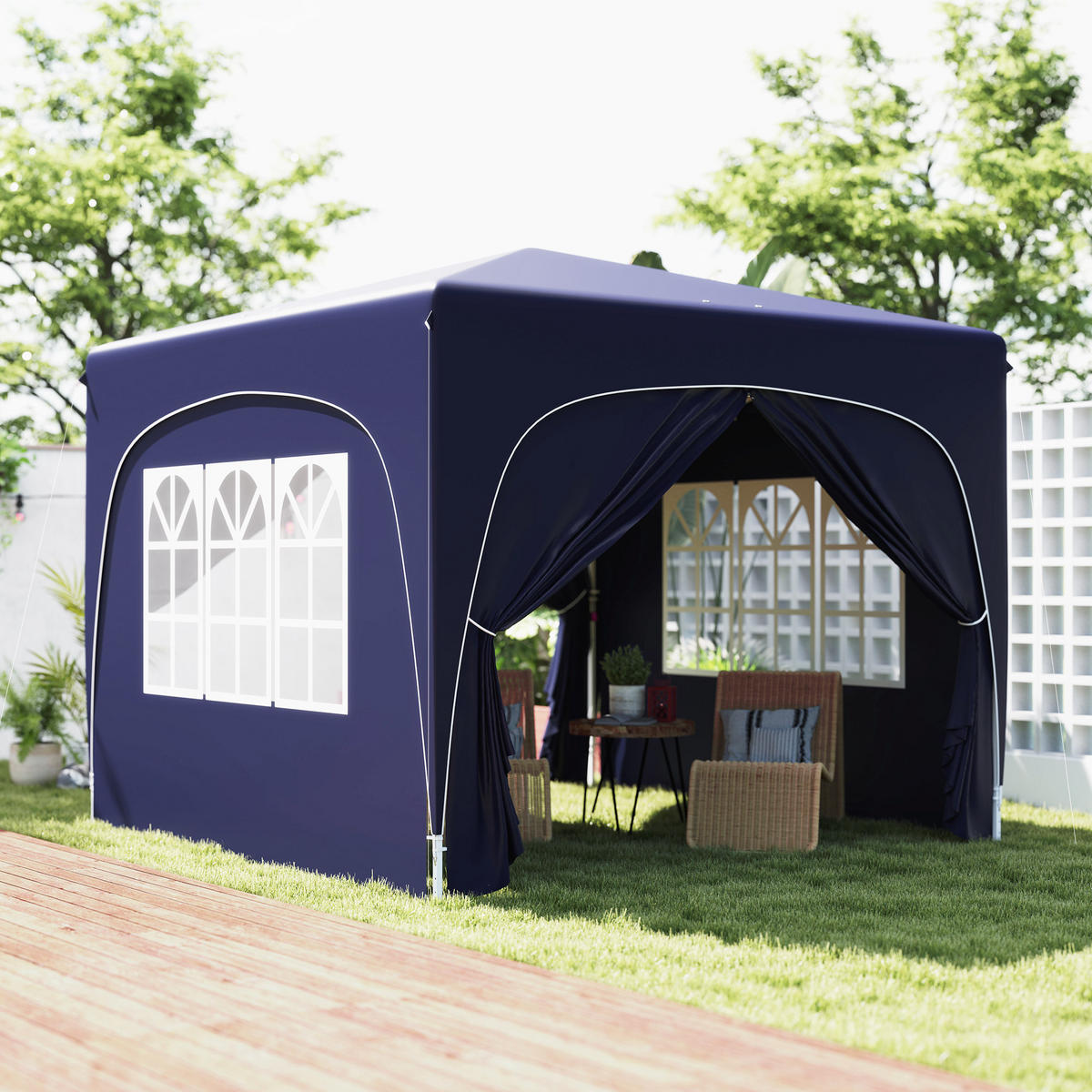 PAVILLON 3x3m - Blau, Metall (300/273/300cm) - Outsunny