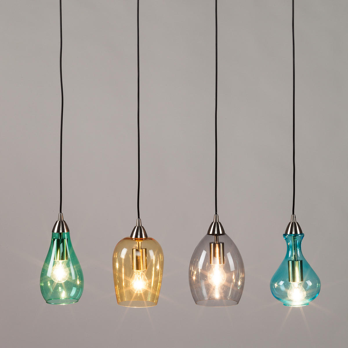 PENDELLEUCHTE Glas / Eisen, 4-flammig - Multicolor, Glas (15/80/150cm) - home24