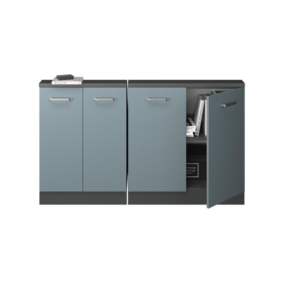 KUCHYŇSKÁ SKŘÍŇKA POD ŠIKMOU STŘECHU R-Line Modrošedá/antracitová - antracitová/šedohnědá, kompozitní dřevo (140/81.6/46cm) - Vicco