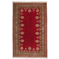 GABBEH-TEPPICH handgeknüpft Rizbaf Rot 213/133 cm Schurwolle - Rot, Textil (133/213cm) - Looma