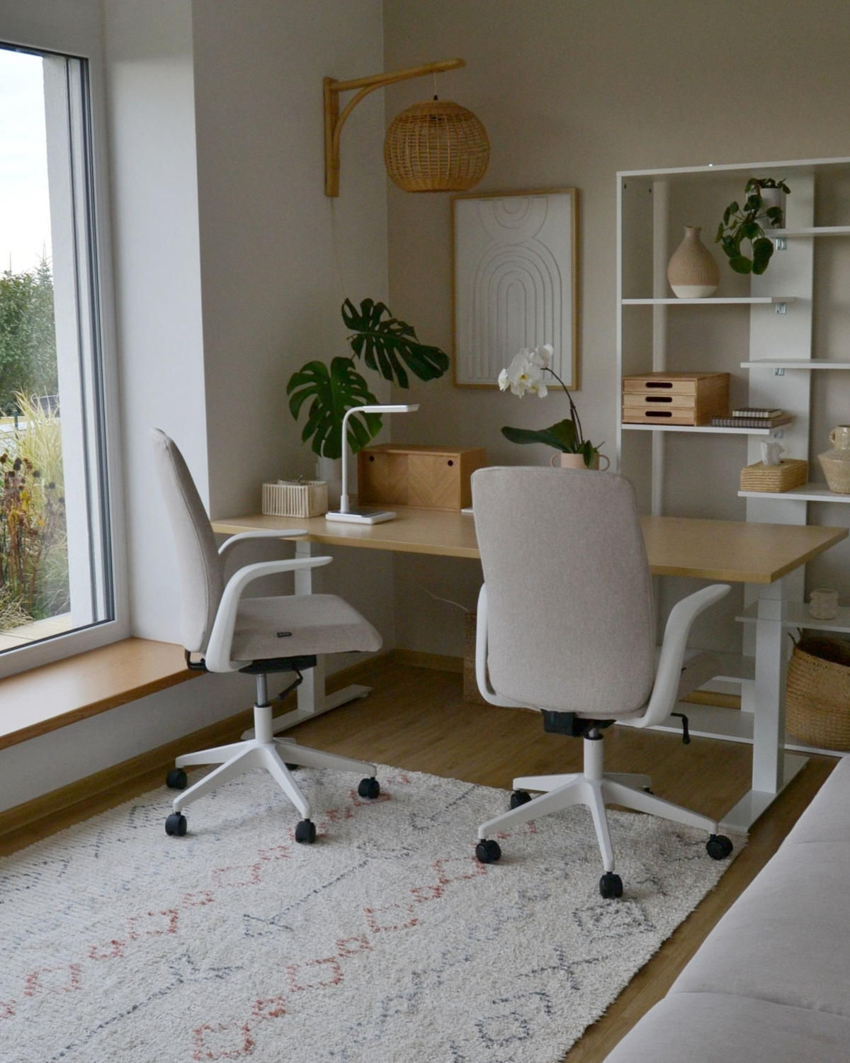 BÜROSTUHL Beige Captain - Beige/Weiß, Textil (62/100/58cm) - Beliani