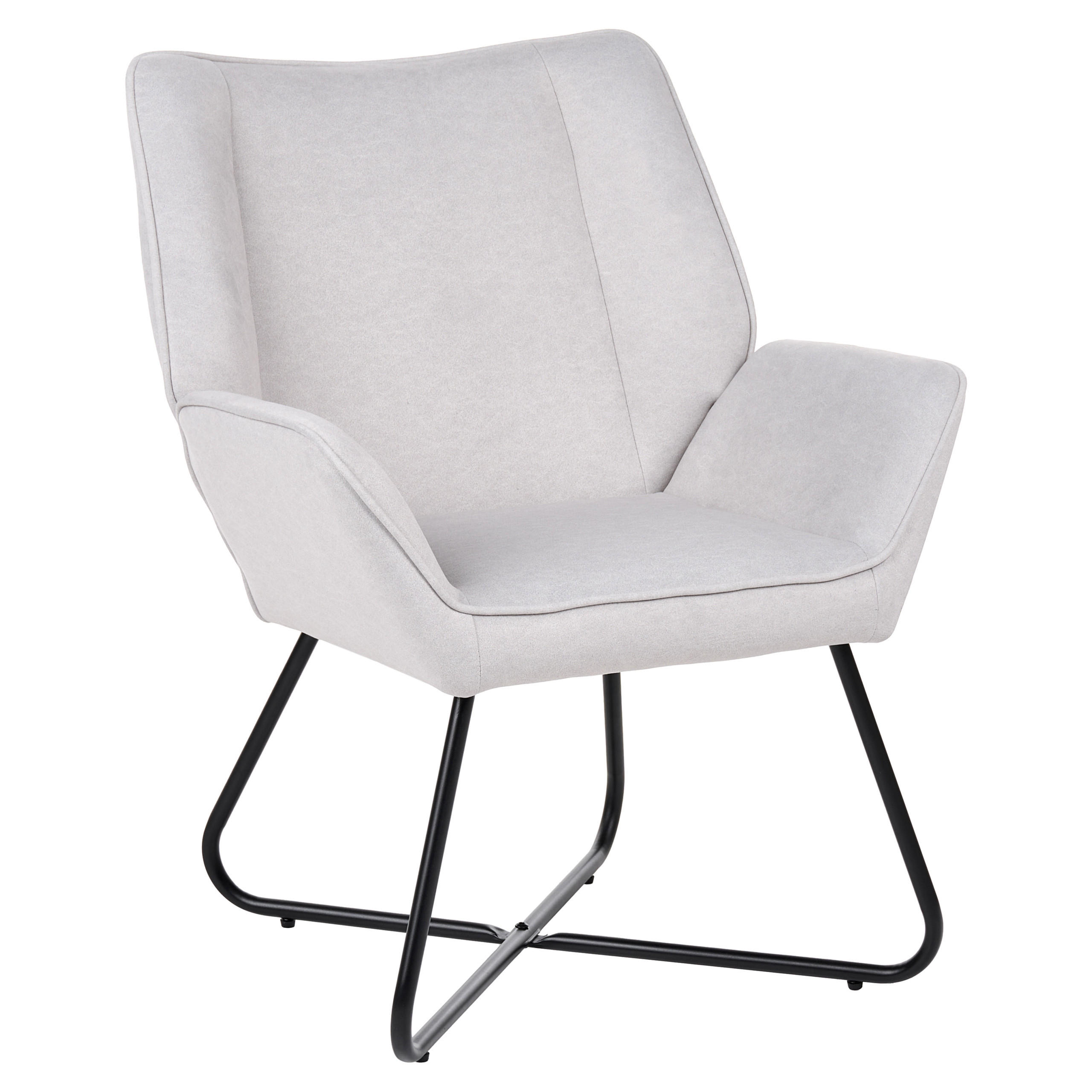 SESSEL Samtstoff Hellgrau Gressela - Hellgrau/Schwarz, Textil (67/87/67cm) - Beliani