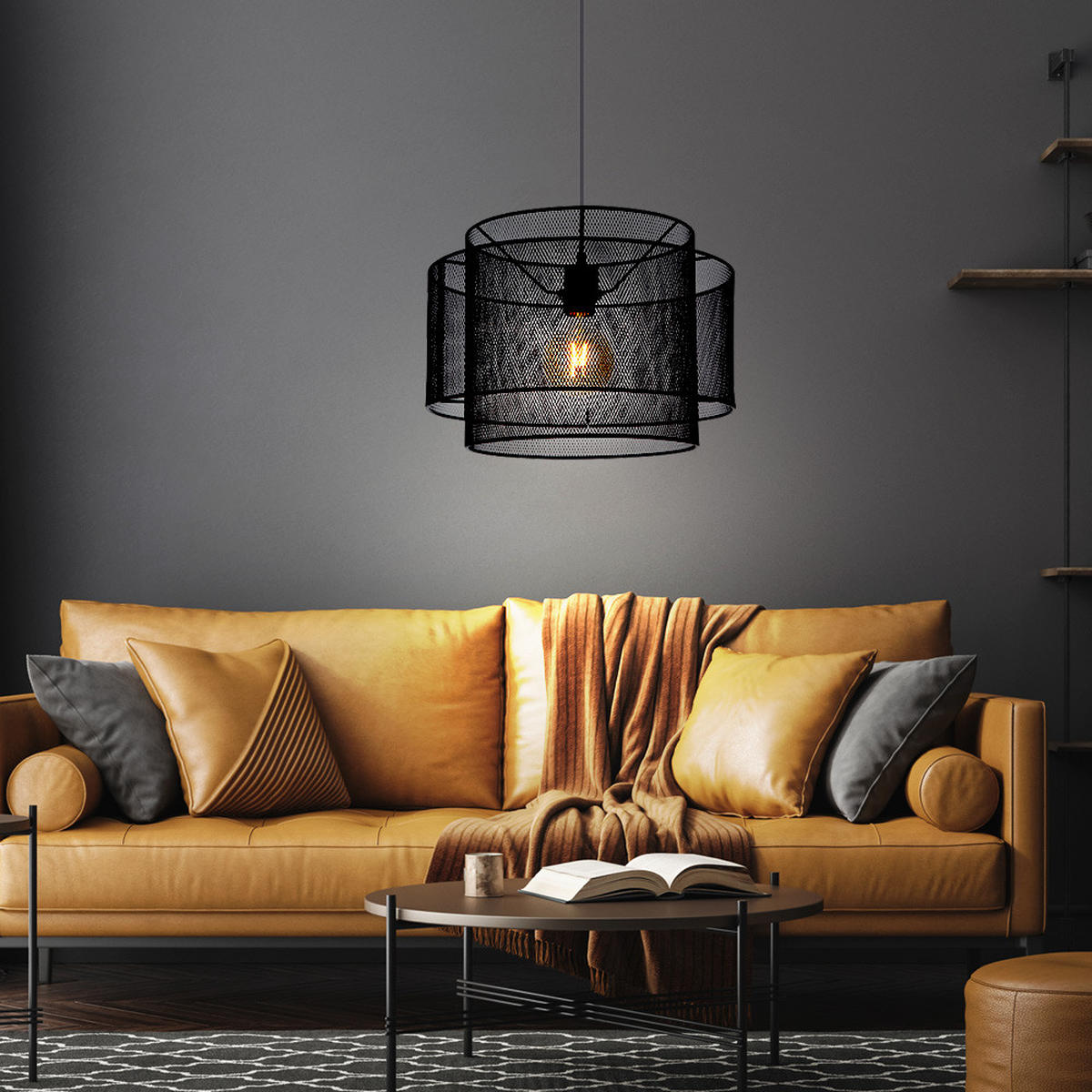 LED HÄNGELEUCHTE Metall Schwarz - Schwarz, Metall (40/40/120cm) - Globo Lighting