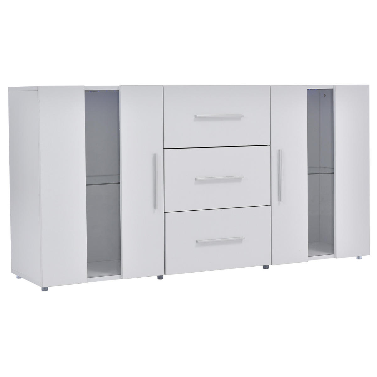 TV-LOWBOARD in Weiß mit 3 Schubladen und USB-LED Beleuchtung 140/35/70 cm - Eichefarben, Holzwerkstoff (140/70/35cm) - Redom